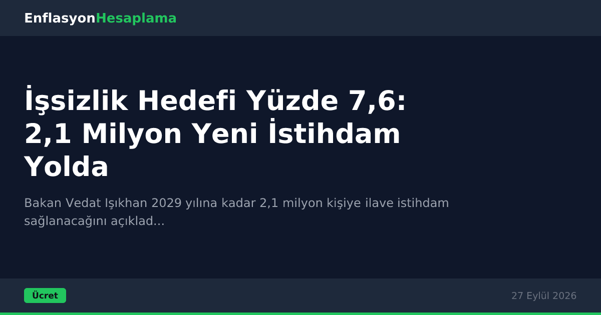 İşsizlik Hedefi Yüzde 7,6: 2,1 Milyon Yeni İstihdam Yolda