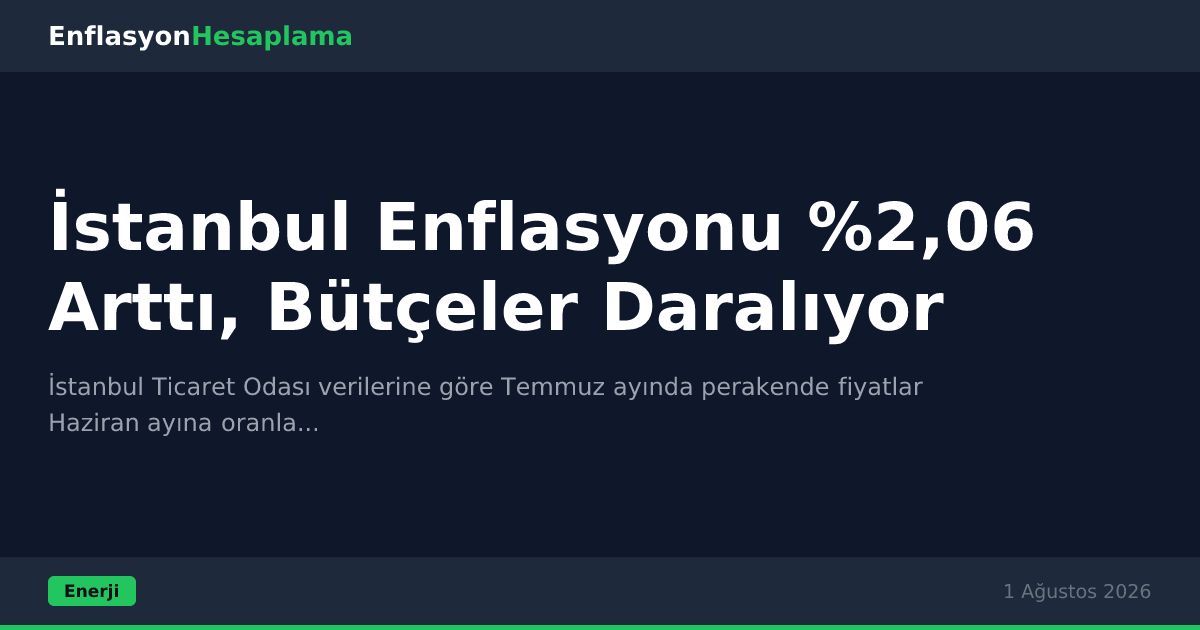 İstanbul Enflasyonu %2,06 Arttı, Bütçeler Daralıyor
