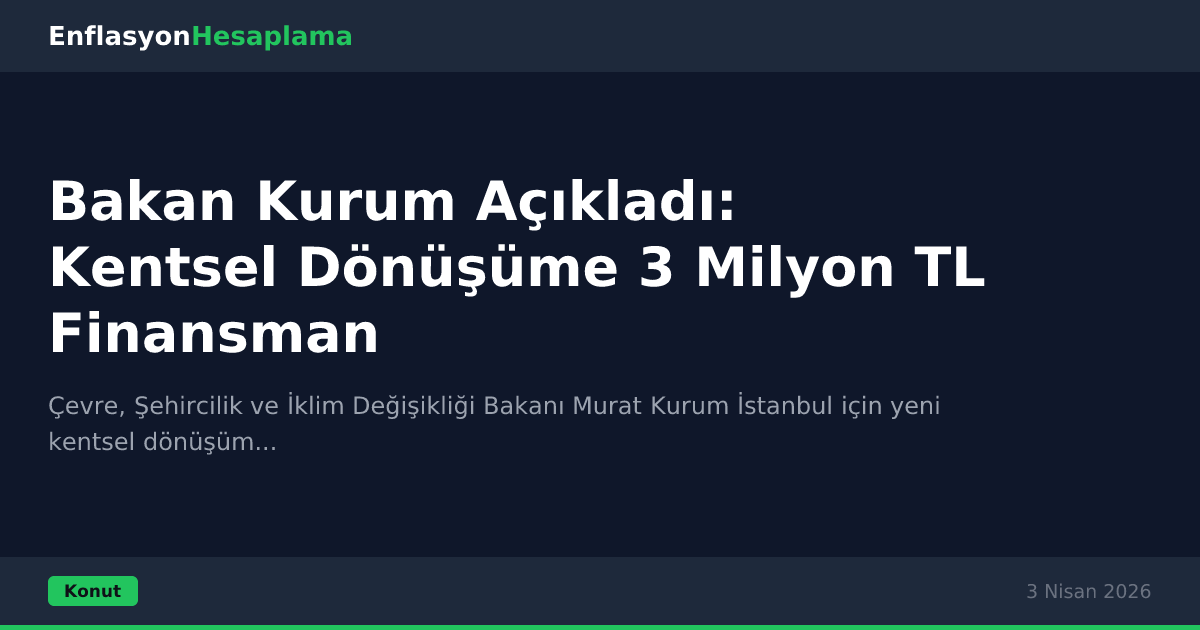 Bakan Kurum Açıkladı: Kentsel Dönüşüme 3 Milyon TL Finansman