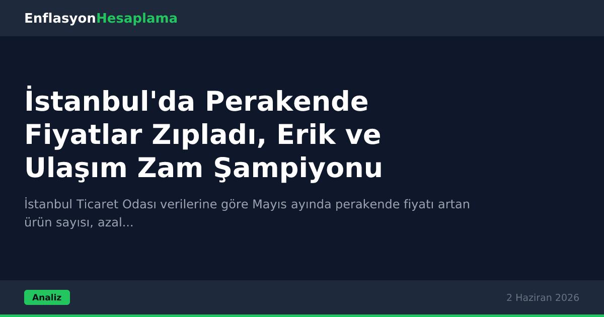 İstanbul'da Perakende Fiyatlar Zıpladı, Erik ve Ulaşım Zam Şampiyonu