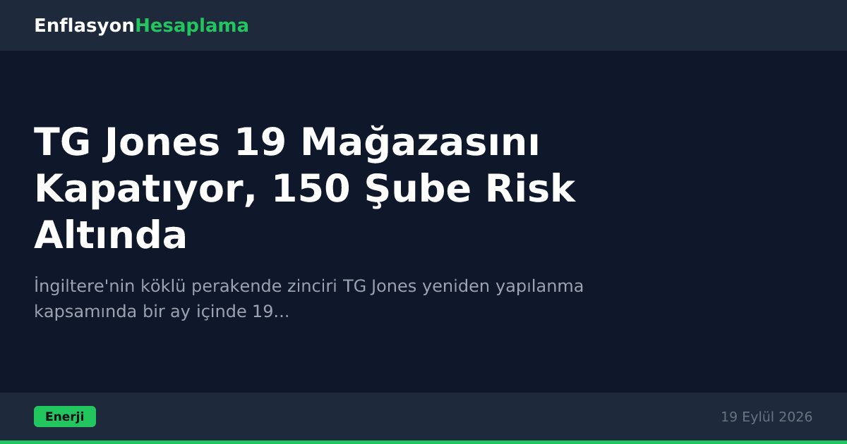 TG Jones 19 Mağazasını Kapatıyor, 150 Şube Risk Altında