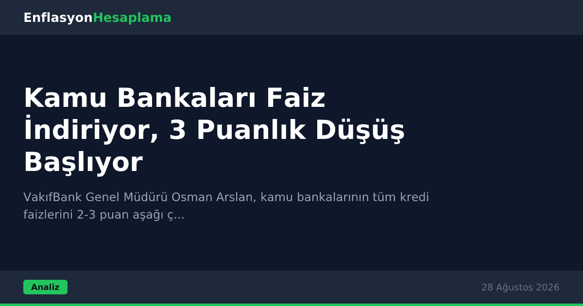 Kamu Bankaları Faiz İndiriyor, 3 Puanlık Düşüş Başlıyor