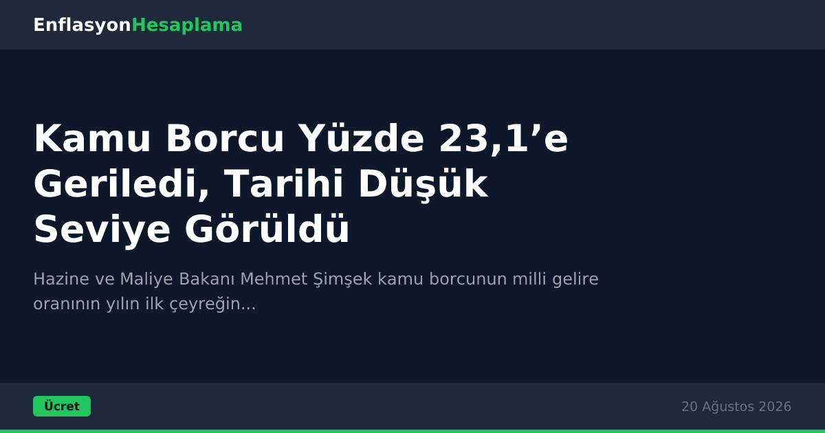Kamu Borcu Yüzde 23,1’e Geriledi, Tarihi Düşük Seviye Görüldü