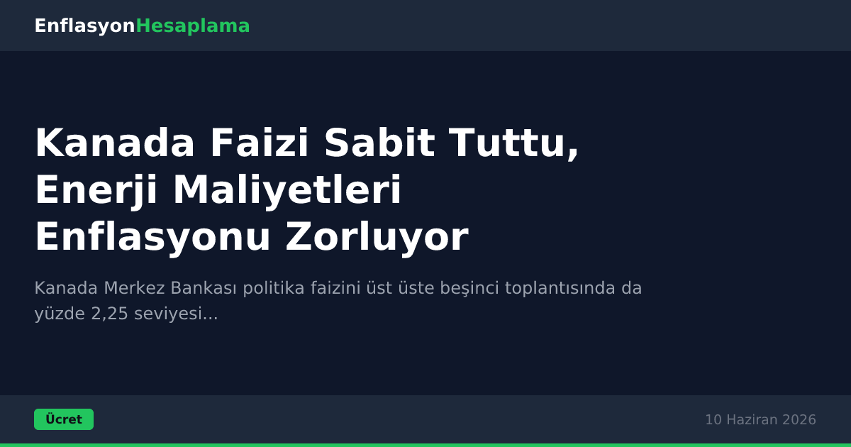 Kanada Faizi Sabit Tuttu, Enerji Maliyetleri Enflasyonu Zorluyor