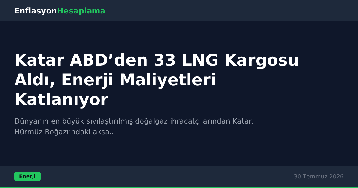 Katar ABD’den 33 LNG Kargosu Aldı, Enerji Maliyetleri Katlanıyor