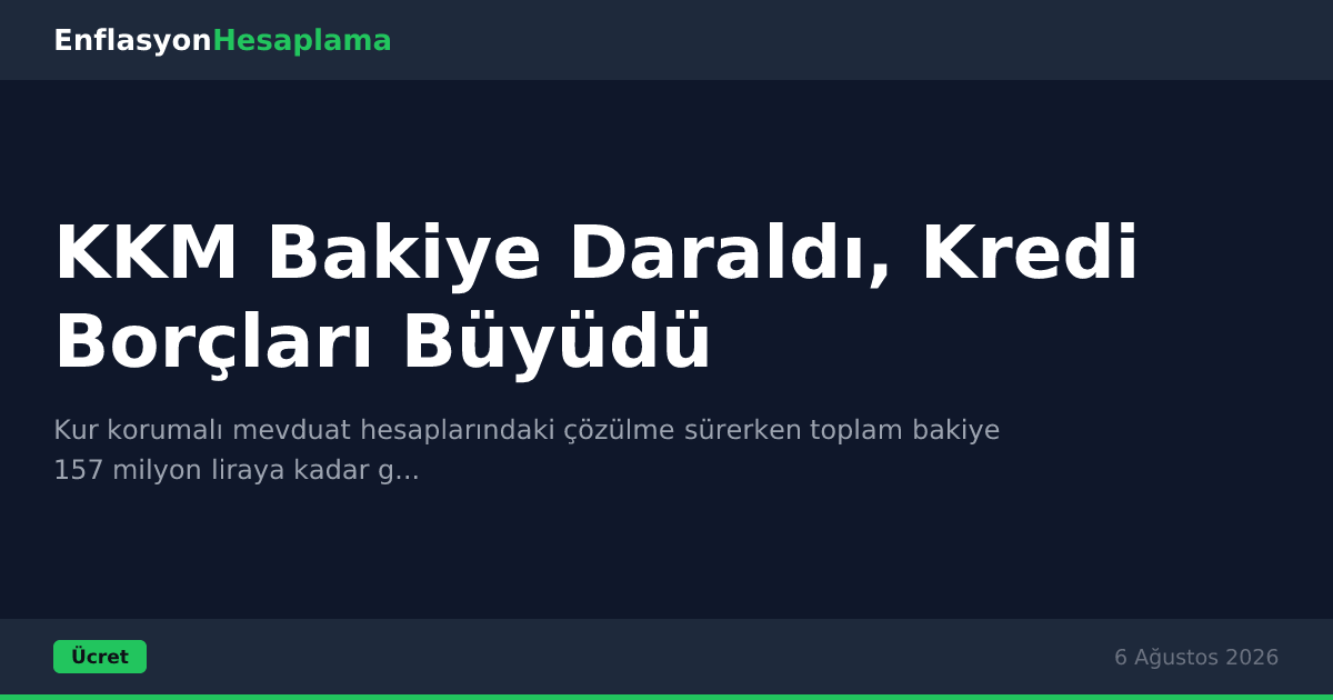 KKM Bakiye Daraldı, Kredi Borçları Büyüdü