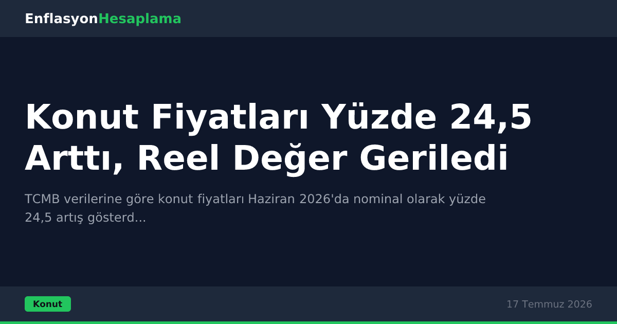 Konut Fiyatları Yüzde 24,5 Arttı, Reel Değer Geriledi