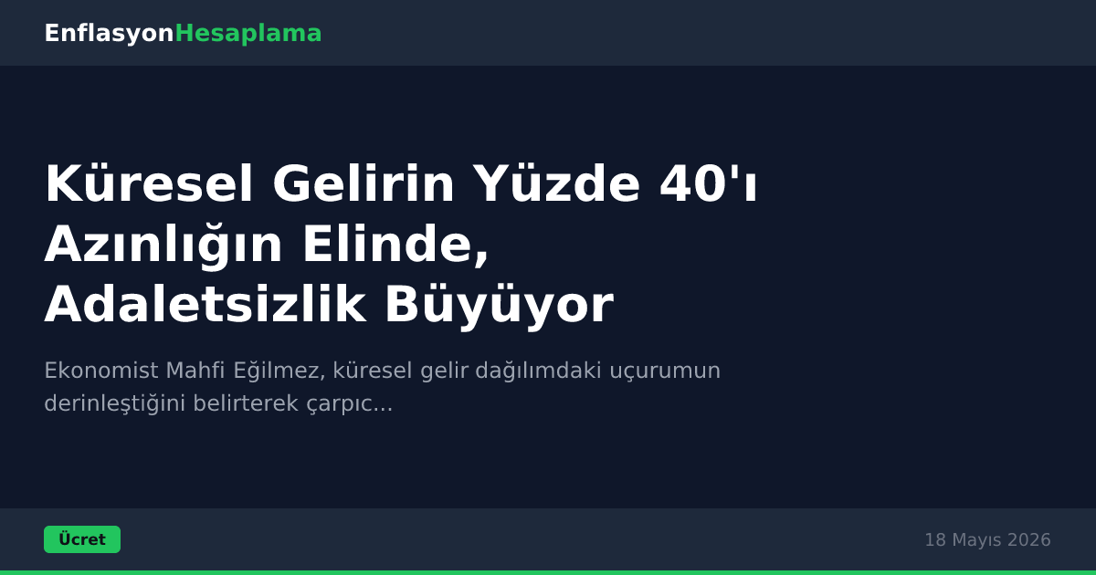 Küresel Gelirin Yüzde 40'ı Azınlığın Elinde, Adaletsizlik Büyüyor