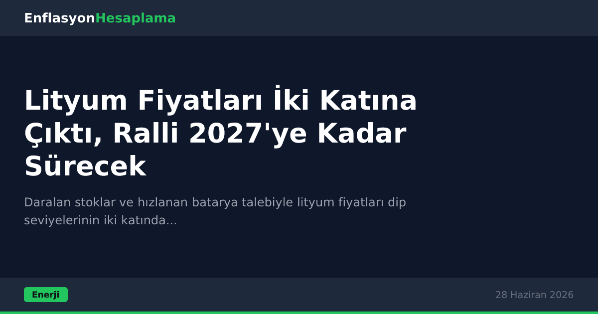 Lityum Fiyatları İki Katına Çıktı, Ralli 2027'ye Kadar Sürecek