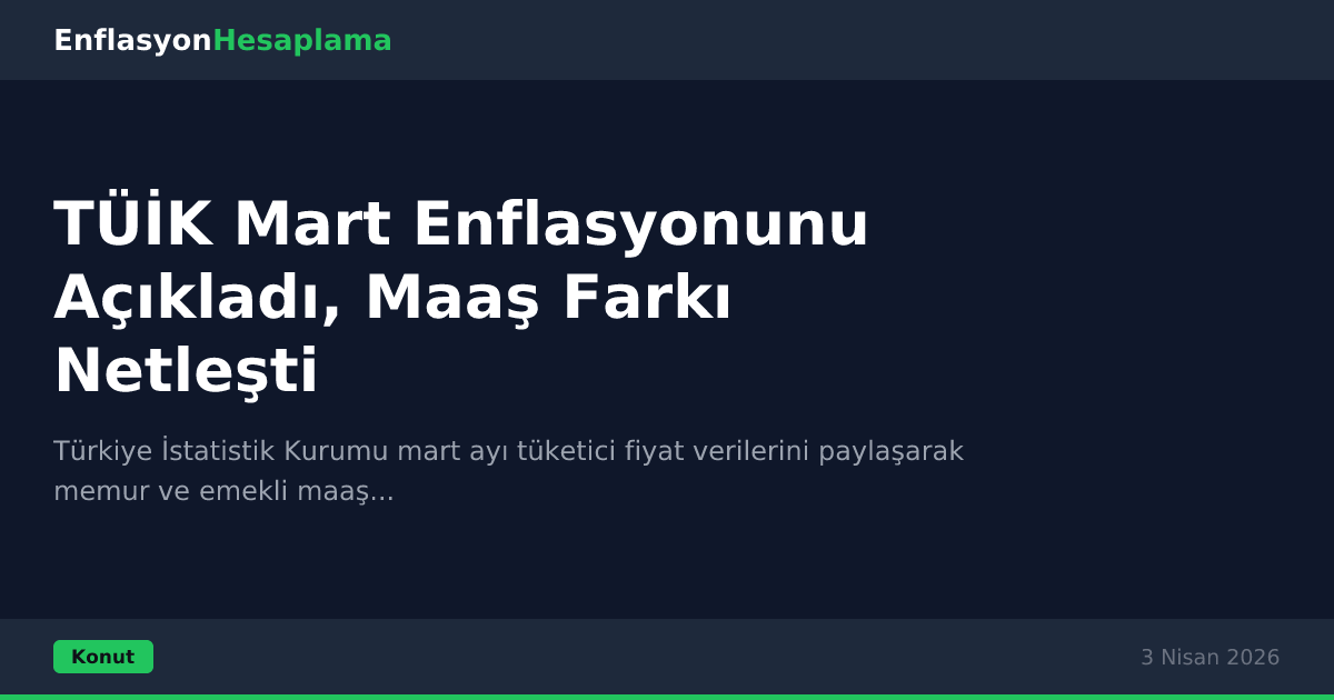 TÜİK Mart Enflasyonunu Açıkladı, Maaş Farkı Netleşti