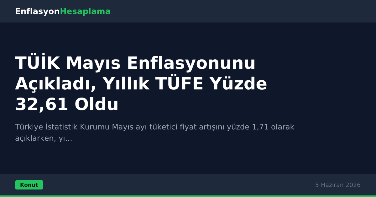 TÜİK Mayıs Enflasyonunu Açıkladı, Yıllık TÜFE Yüzde 32,61 Oldu