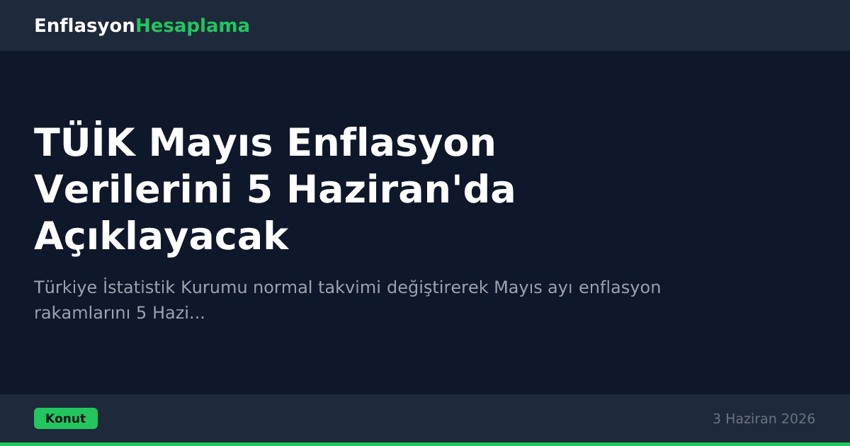 TÜİK Mayıs Enflasyon Verilerini 5 Haziran'da Açıklayacak