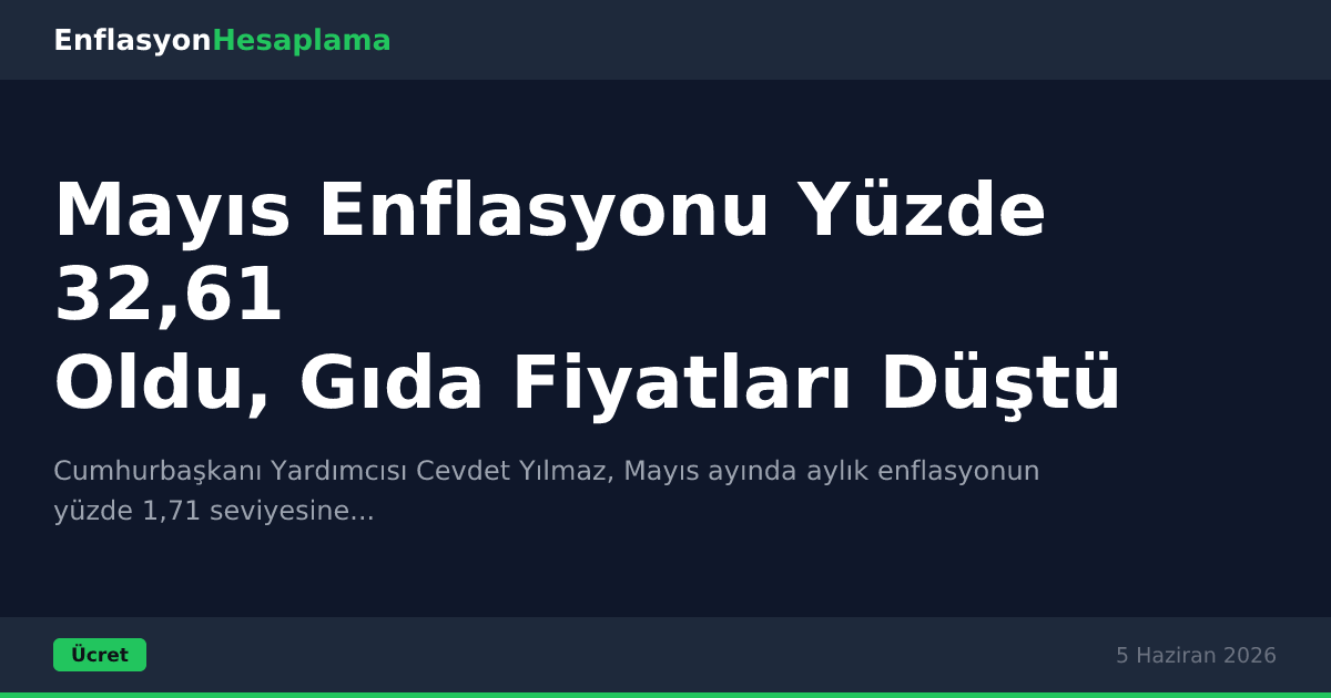 Mayıs Enflasyonu Yüzde 32,61 Oldu, Gıda Fiyatları Düştü
