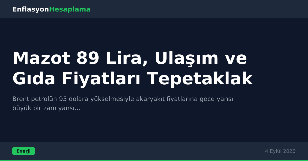 Mazot 89 Lira, Ulaşım ve Gıda Fiyatları Tepetaklak