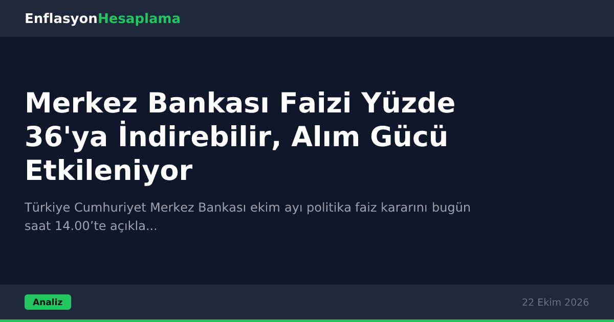 Merkez Bankası Faizi Yüzde 36'ya İndirebilir, Alım Gücü Etkileniyor