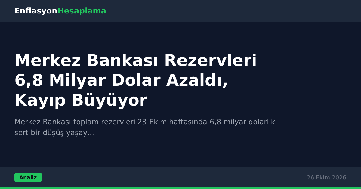 Merkez Bankası Rezervleri 6,8 Milyar Dolar Azaldı, Kayıp Büyüyor