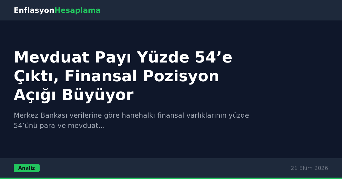 Mevduat Payı Yüzde 54’e Çıktı, Finansal Pozisyon Açığı Büyüyor