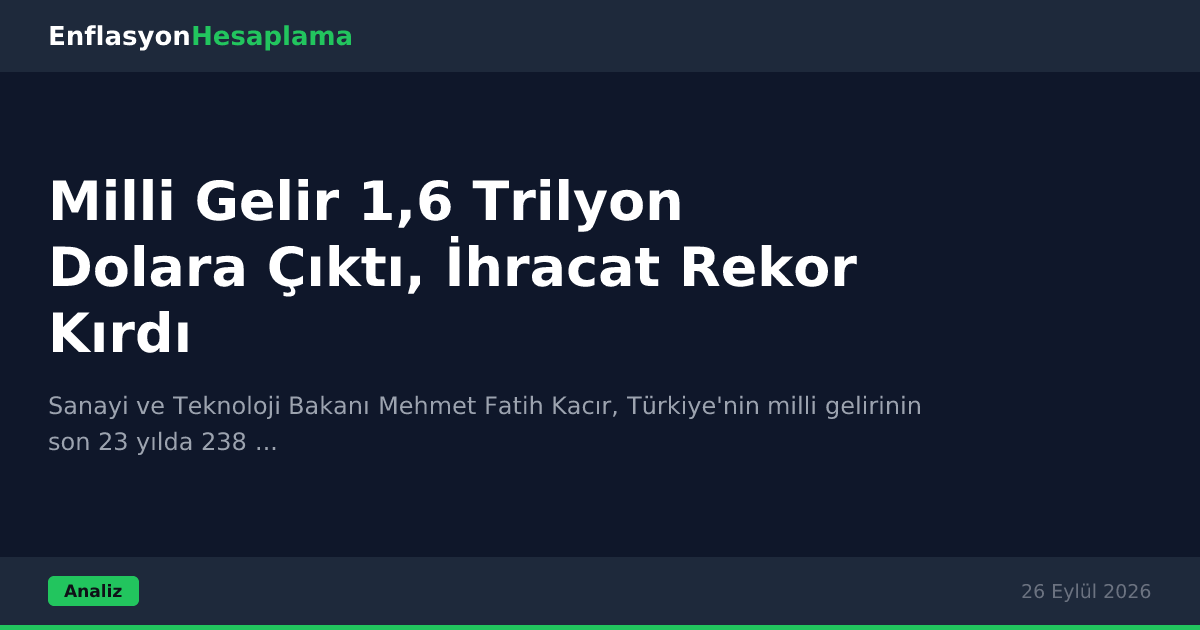 Milli Gelir 1,6 Trilyon Dolara Çıktı, İhracat Rekor Kırdı