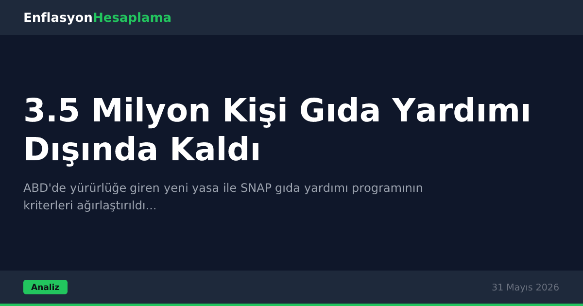 3.5 Milyon Kişi Gıda Yardımı Dışında Kaldı