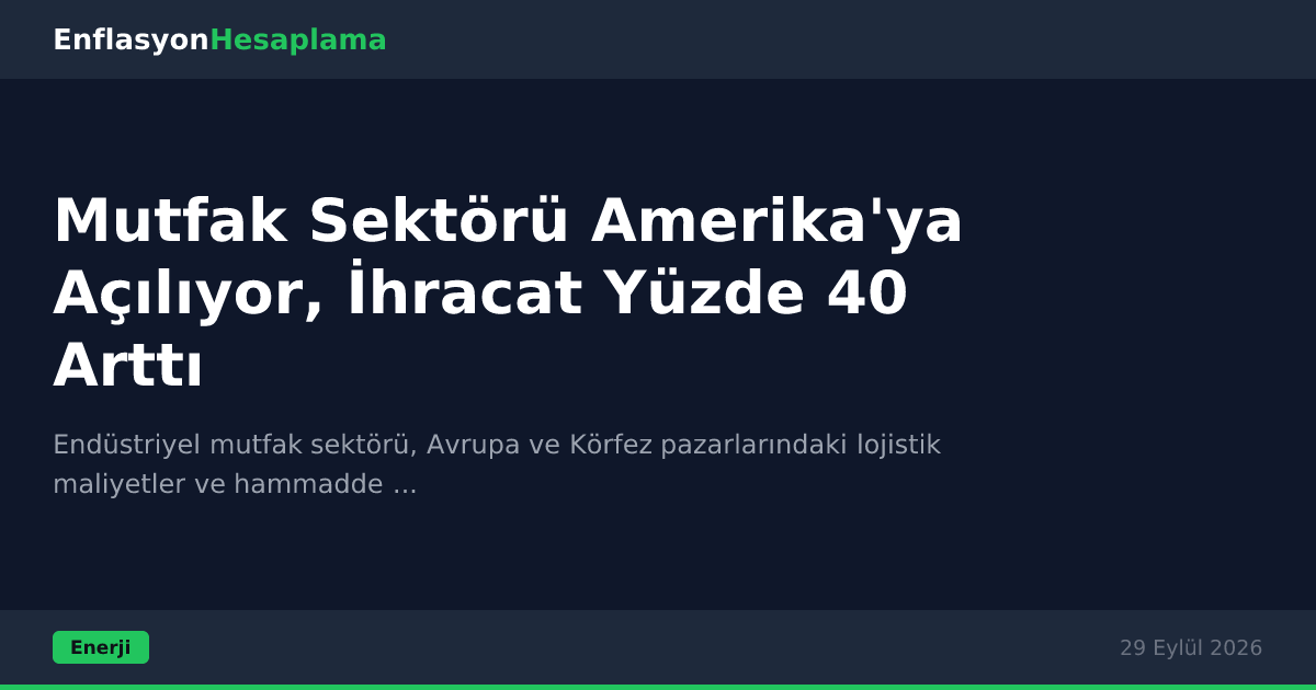 Mutfak Sektörü Amerika'ya Açılıyor, İhracat Yüzde 40 Arttı