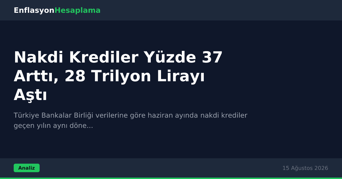 Nakdi Krediler Yüzde 37 Arttı, 28 Trilyon Lirayı Aştı