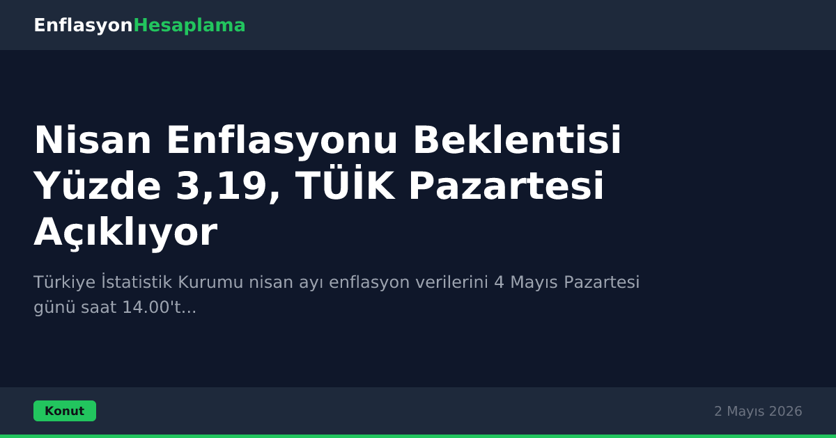 Nisan Enflasyonu Beklentisi Yüzde 3,19, TÜİK Pazartesi Açıklıyor
