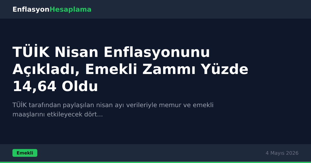 TÜİK Nisan Enflasyonunu Açıkladı, Emekli Zammı Yüzde 14,64 Oldu