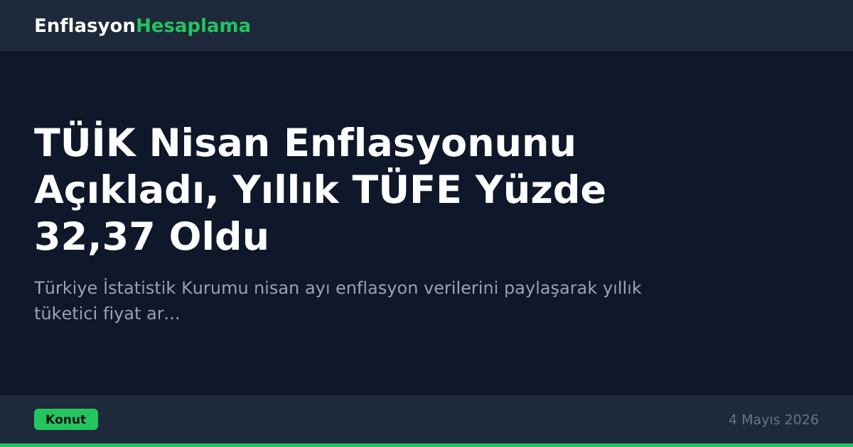 TÜİK Nisan Enflasyonunu Açıkladı, Yıllık TÜFE Yüzde 32,37 Oldu