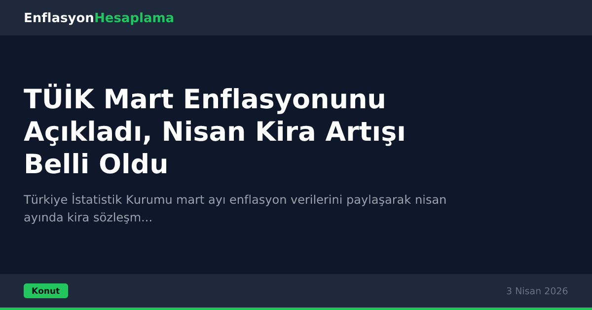 TÜİK Mart Enflasyonunu Açıkladı, Nisan Kira Artışı Belli Oldu