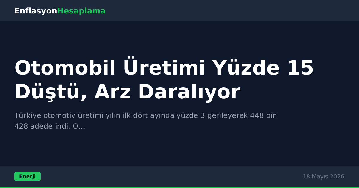Otomobil Üretimi Yüzde 15 Düştü, Arz Daralıyor