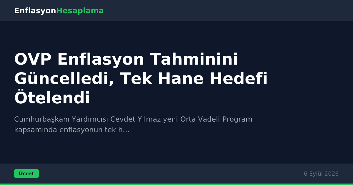 OVP Enflasyon Tahminini Güncelledi, Tek Hane Hedefi Ötelendi