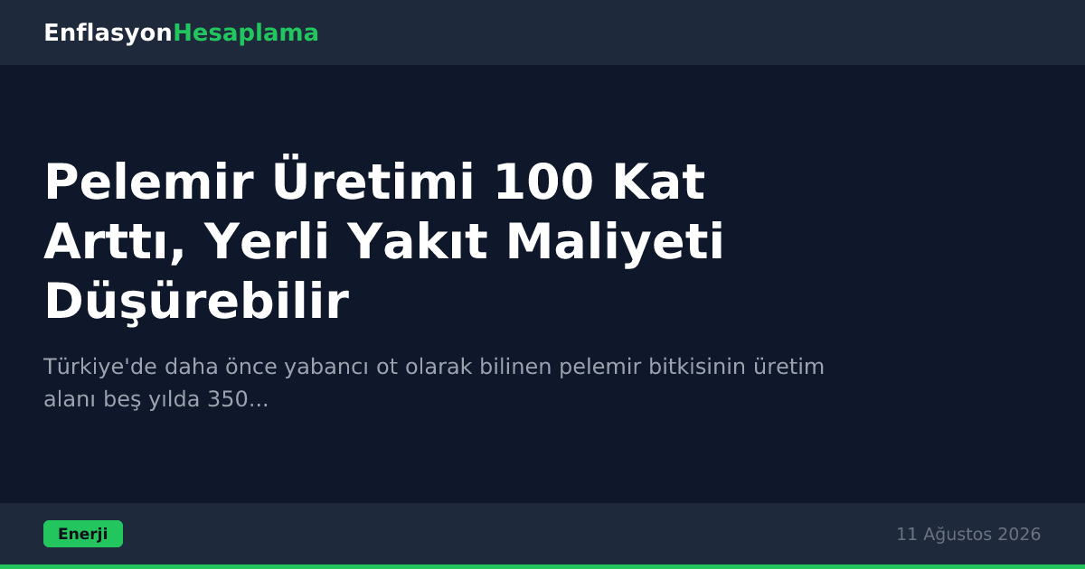 Pelemir Üretimi 100 Kat Arttı, Yerli Yakıt Maliyeti Düşürebilir