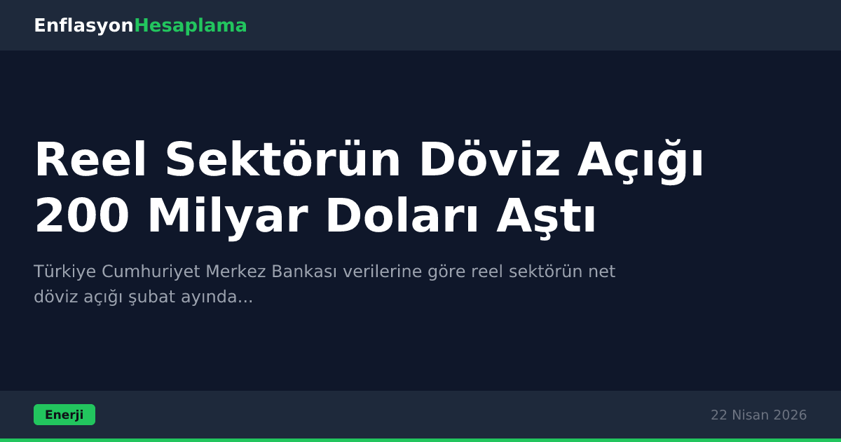 Reel Sektörün Döviz Açığı 200 Milyar Doları Aştı