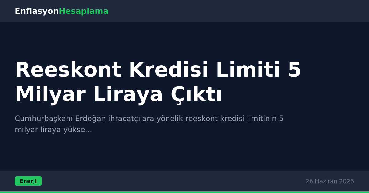Reeskont Kredisi Limiti 5 Milyar Liraya Çıktı