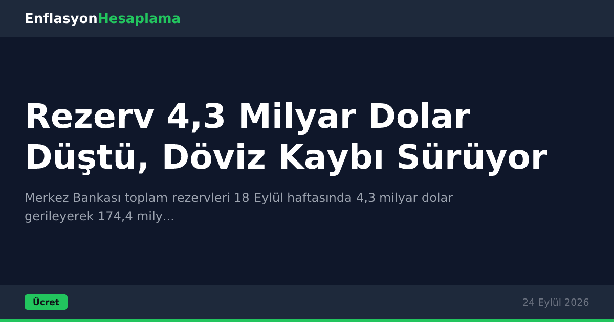 Rezerv 4,3 Milyar Dolar Düştü, Döviz Kaybı Sürüyor