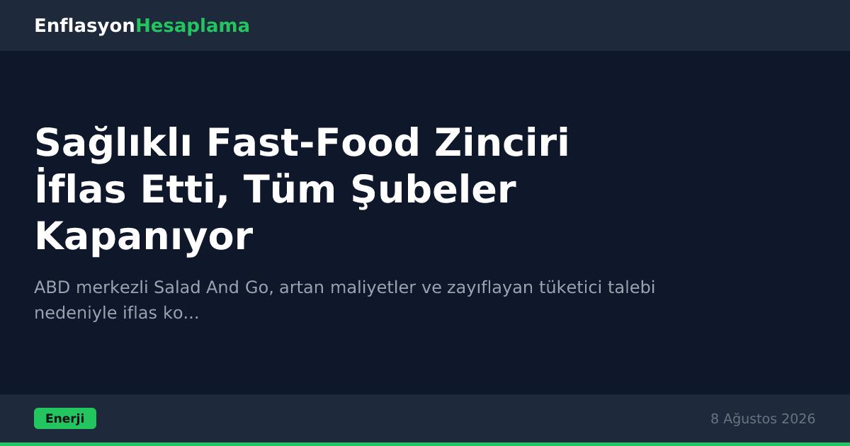 Sağlıklı Fast-Food Zinciri İflas Etti, Tüm Şubeler Kapanıyor