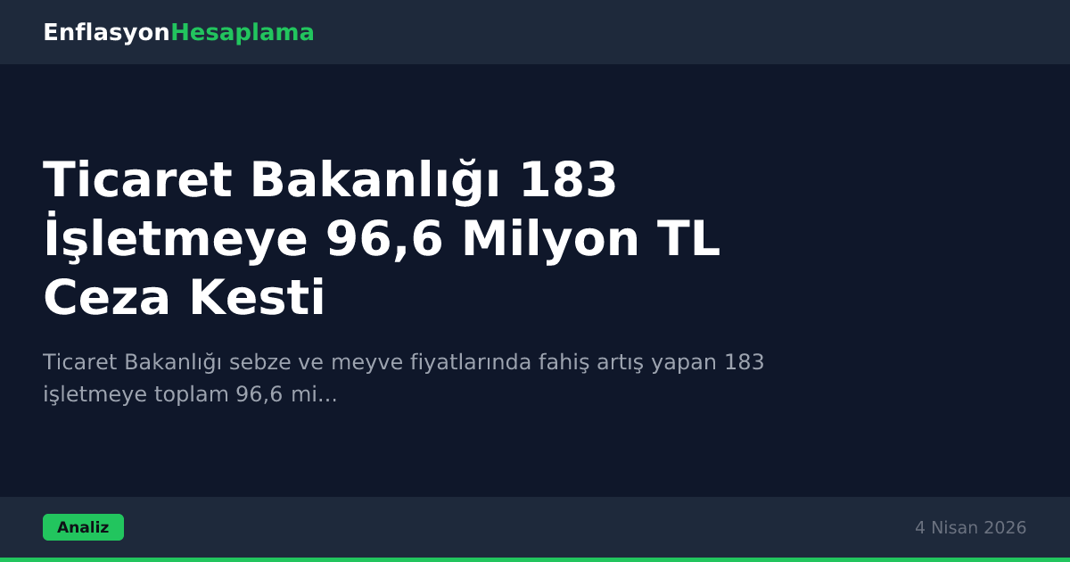 Ticaret Bakanlığı 183 İşletmeye 96,6 Milyon TL Ceza Kesti