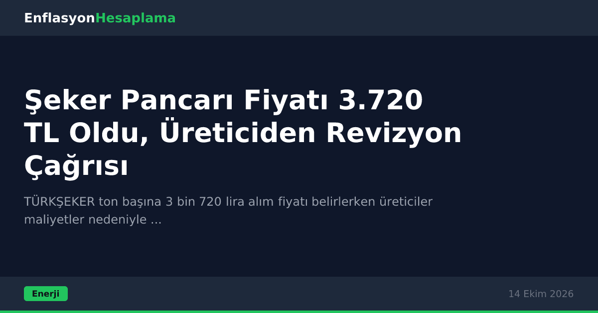 Şeker Pancarı Fiyatı 3.720 TL Oldu, Üreticiden Revizyon Çağrısı