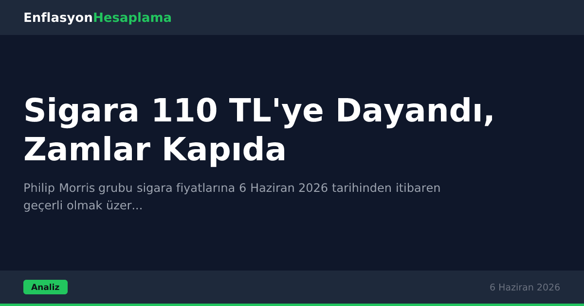 Sigara 110 TL'ye Dayandı, Zamlar Kapıda