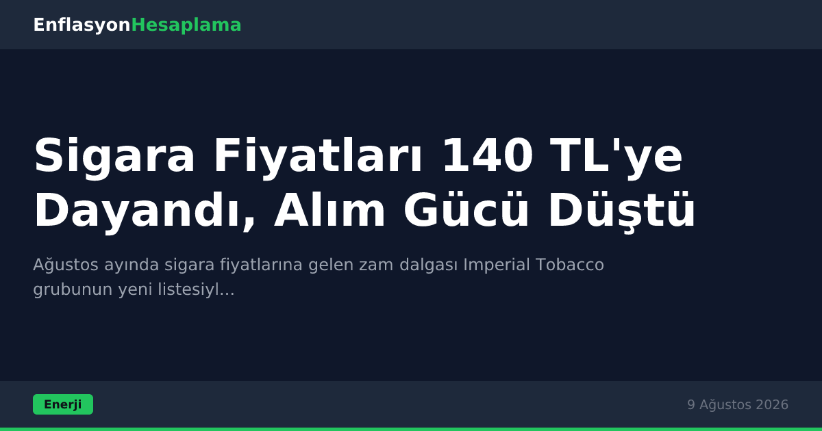 Sigara Fiyatları 140 TL'ye Dayandı, Alım Gücü Düştü