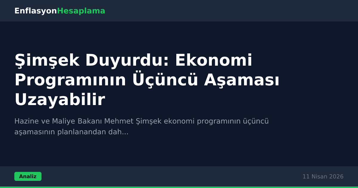 Şimşek Duyurdu: Ekonomi Programının Üçüncü Aşaması Uzayabilir