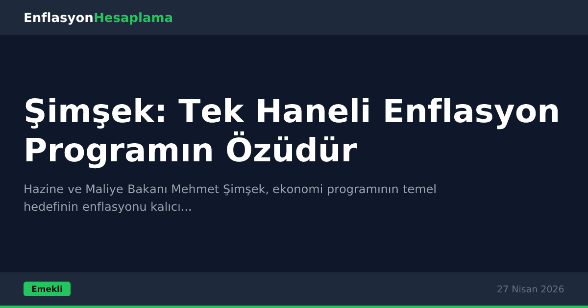 Şimşek: Tek Haneli Enflasyon Programın Özüdür
