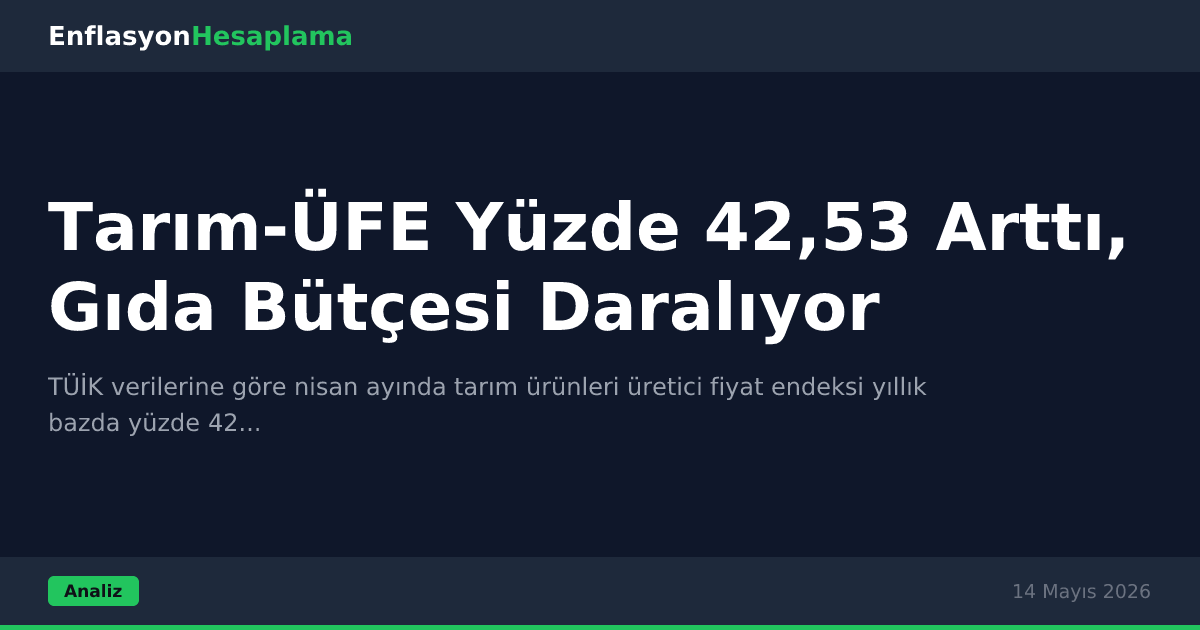 Tarım-ÜFE Yüzde 42,53 Arttı, Gıda Bütçesi Daralıyor