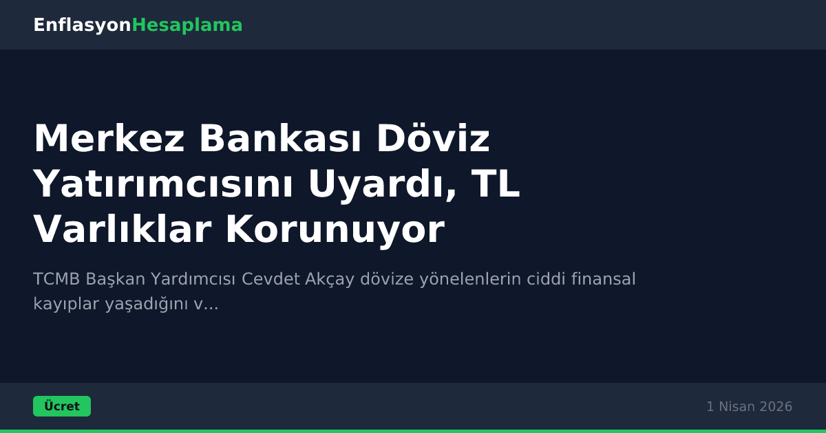 Merkez Bankası Döviz Yatırımcısını Uyardı, TL Varlıklar Korunuyor