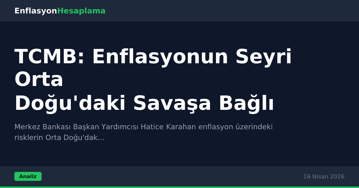 TCMB: Enflasyonun Seyri Orta Doğu'daki Savaşa Bağlı