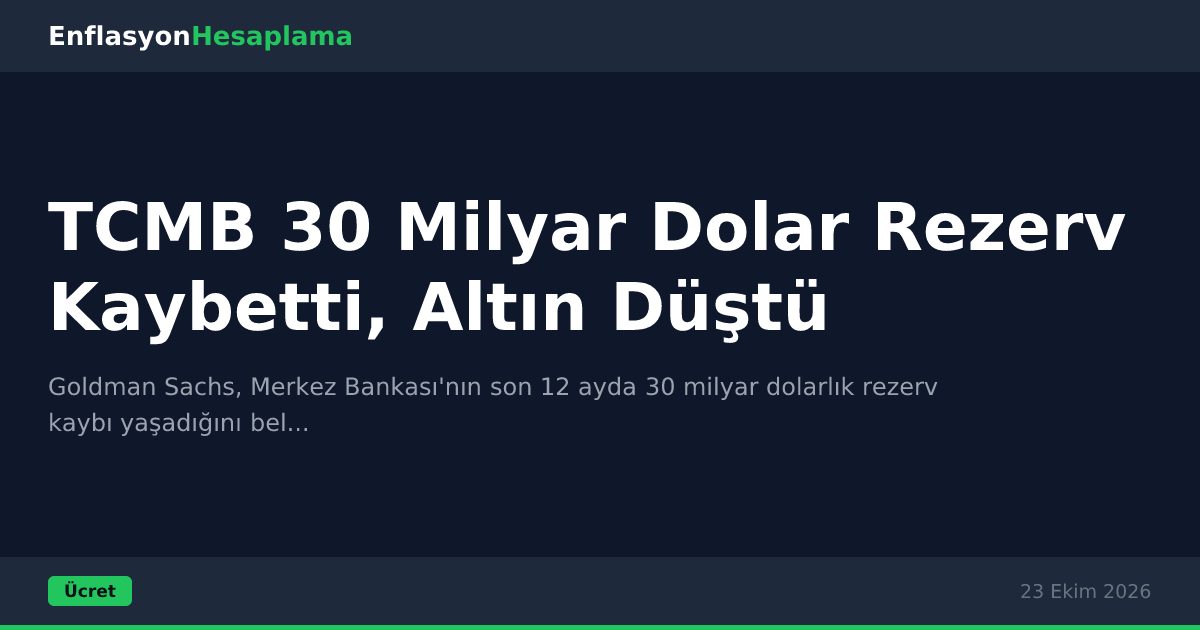 TCMB 30 Milyar Dolar Rezerv Kaybetti, Altın Düştü