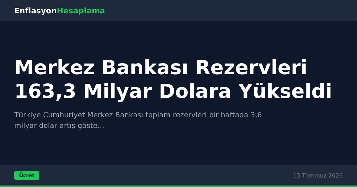 Merkez Bankası Rezervleri 163,3 Milyar Dolara Yükseldi
