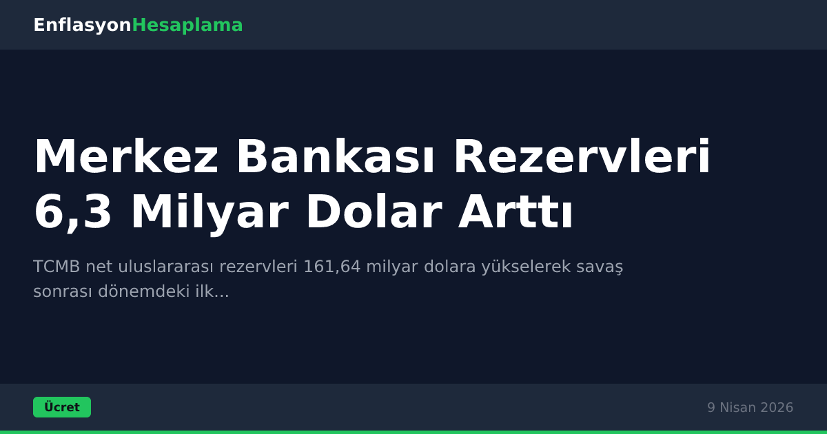 Merkez Bankası Rezervleri 6,3 Milyar Dolar Arttı
