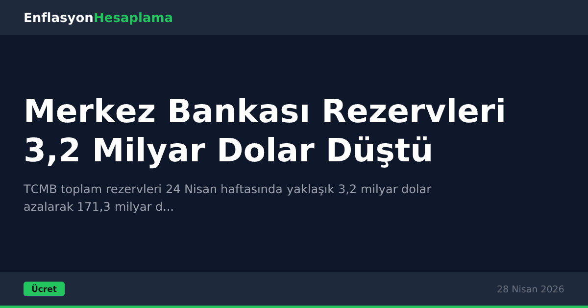 Merkez Bankası Rezervleri 3,2 Milyar Dolar Düştü