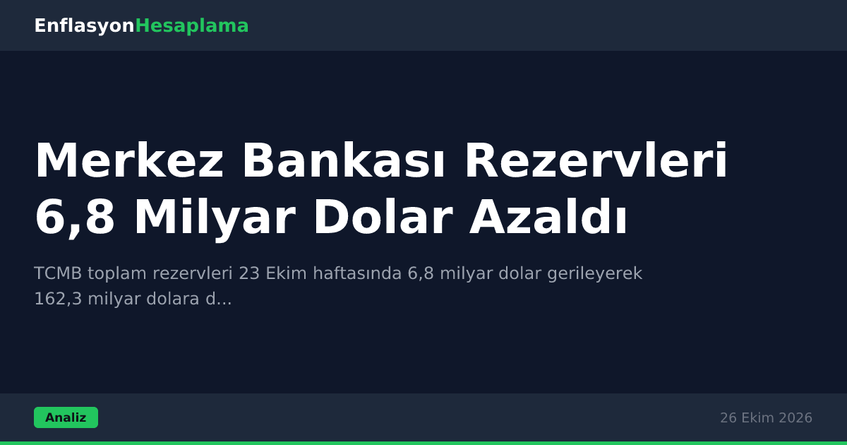 Merkez Bankası Rezervleri 6,8 Milyar Dolar Azaldı